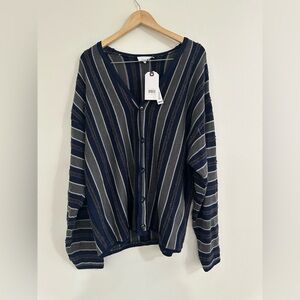 Topman Navy and Gray Striped Cardigan